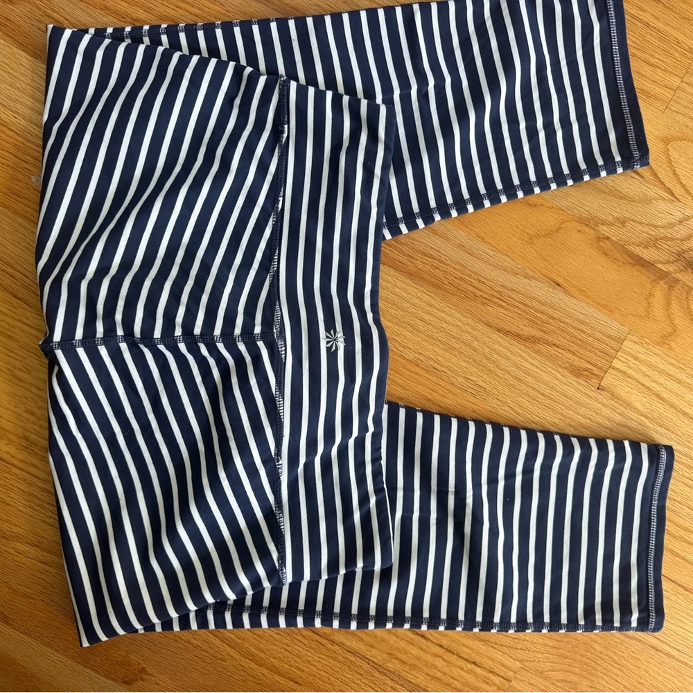 Athleta Navy and White Striped Active Leggings